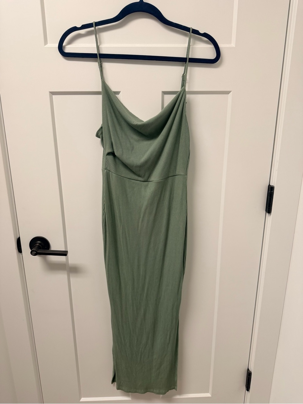 Selfie Leslie Side Split Ribbed Maxi Dress Sage